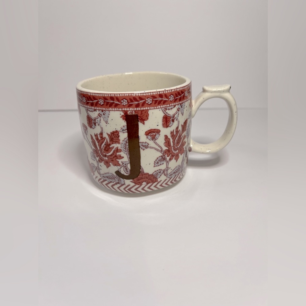 Anthropologie J Monogram Floral Mug